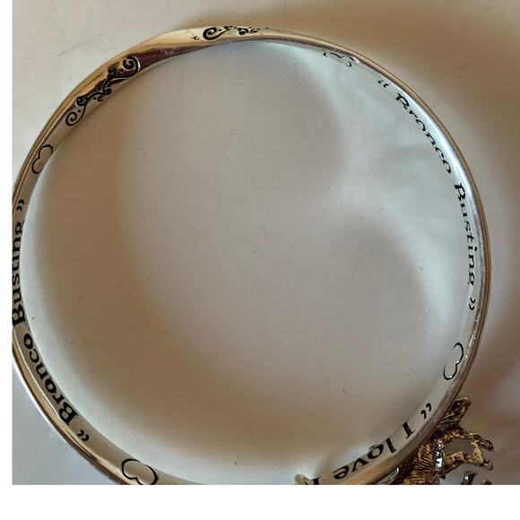 Rodeo bucking bronco bracelet bangle charm silver tone NEW - Picture 9 of 10